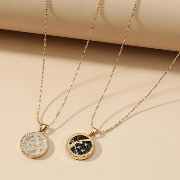 2pc Sagittarius Zodiac Golden Necklaces - Picture 2 of 2